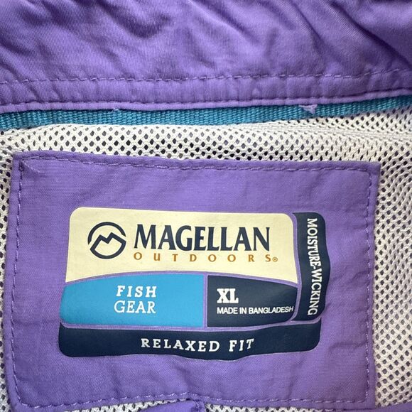 Magellan Outdoors Men’s XL Purple Vented Fishing Shirt Nylon Button-Up Wicking - Picture 3 of 9